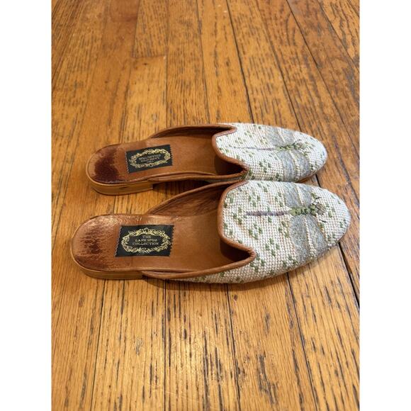 The Larkspur Collection Shoes Womens Size Medium Needlepoint Dragonfly Mules - Picture 2 of 7